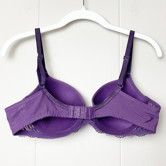 Wacoal La Femme Contour Bra 36B underwire purple gold 853217 lace embroidered - Picture 5 of 10